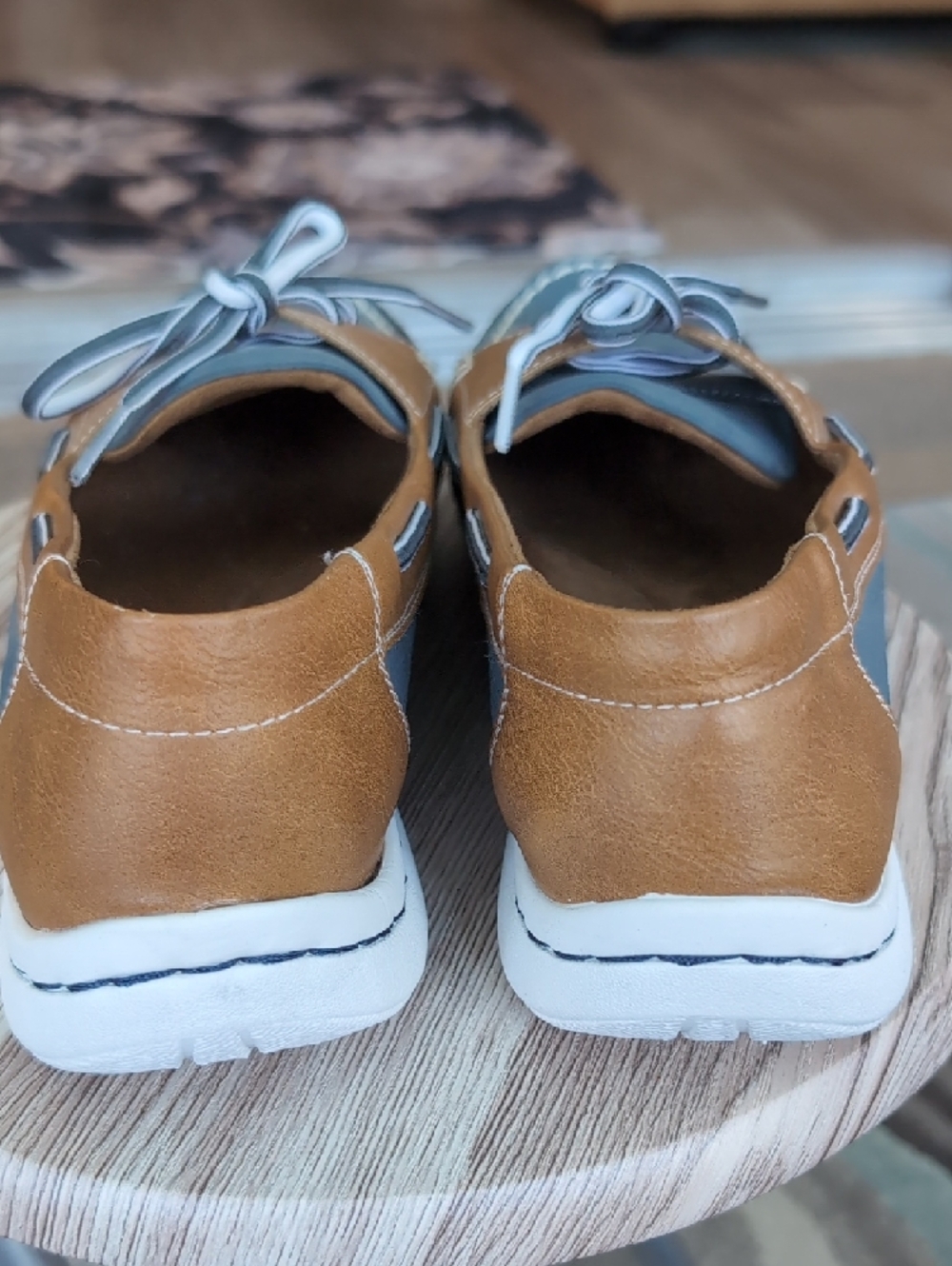 croft & barrow Blue and Brown Leather Boat Shoes - Picture 4 of 6